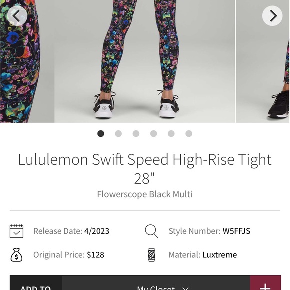 Lululemon Swift Speed High - Rise Tight 28" Flowerscope black Multi -Size 8 - Picture 16 of 16